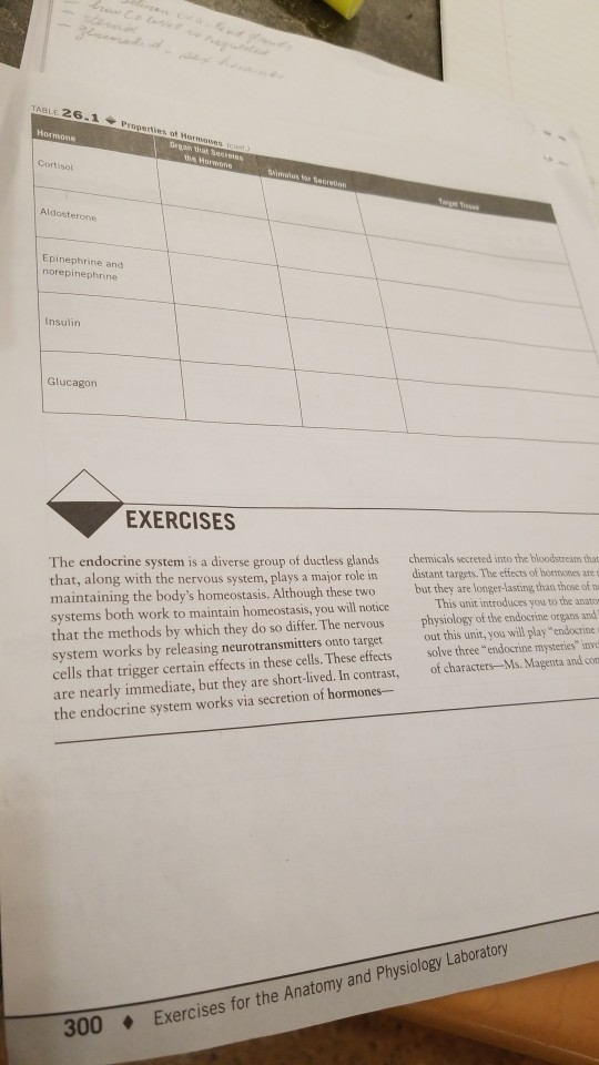 Solved PRE LAB EXERCISE 26-3 Hormones: Target Tissues and | Chegg.com