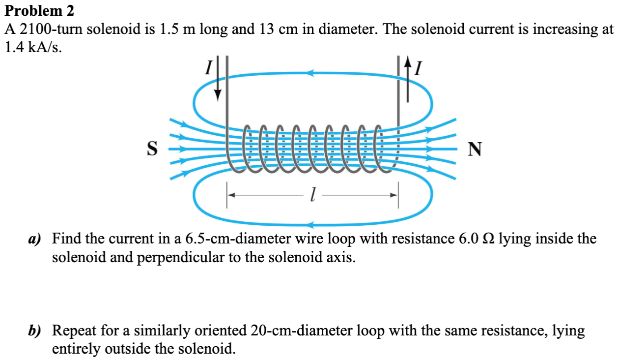 Solved Problem 2 A 2100-turn solenoid is 1.5 m long and 13 | Chegg.com