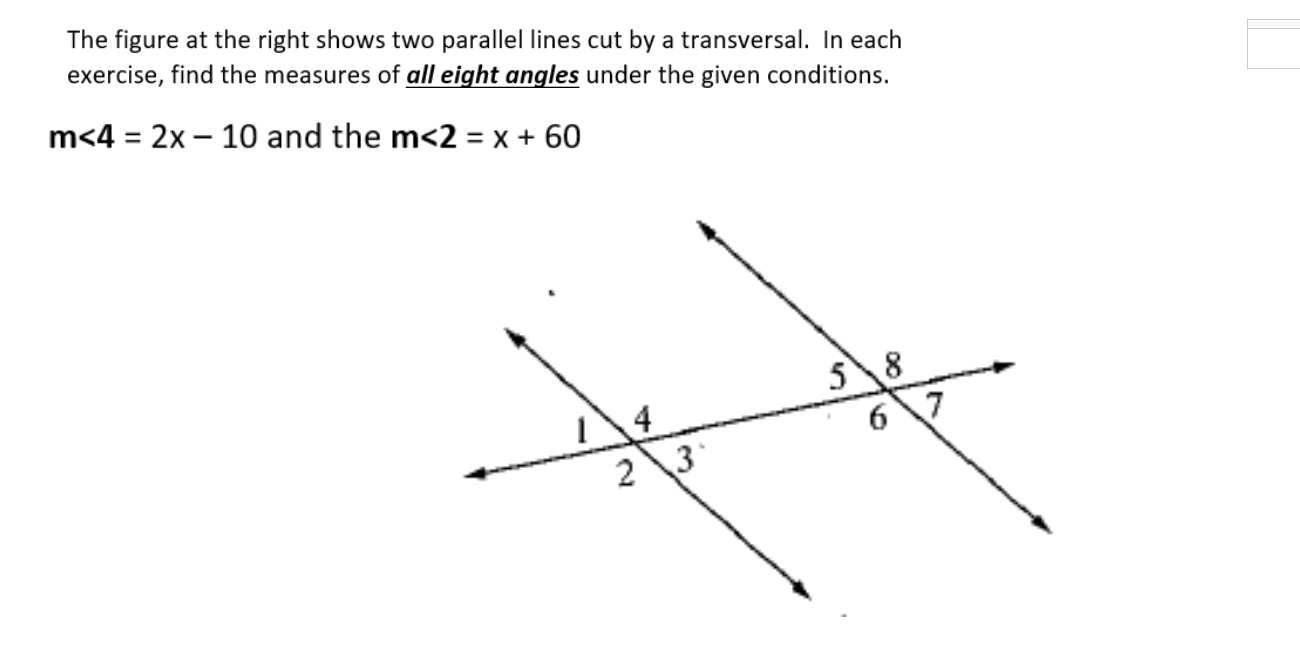 Solved The figure at the right shows two parallel lines cut