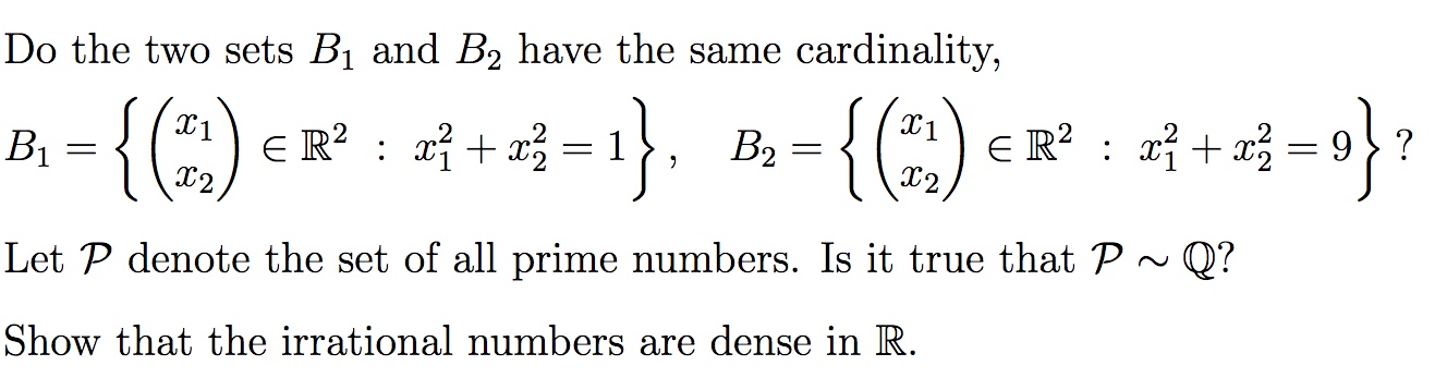 Solved Do The Two Sets B1 And B2 Have The Same Cardinality, | Chegg.com