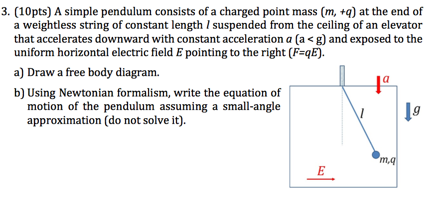 Solved 3. (10pts) A simple pendulum consists of a charged | Chegg.com
