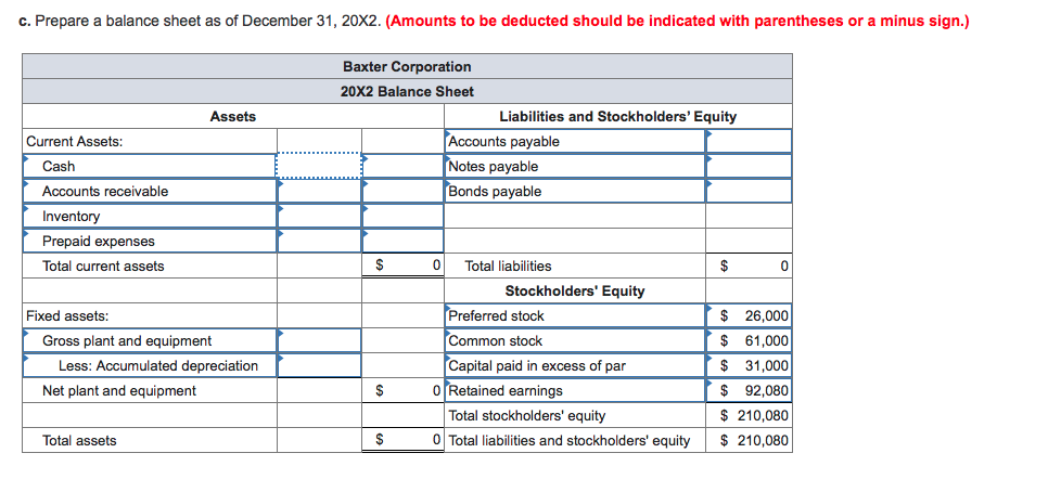 solved-for-december-31-20x1-the-balance-sheet-of-baxter-chegg