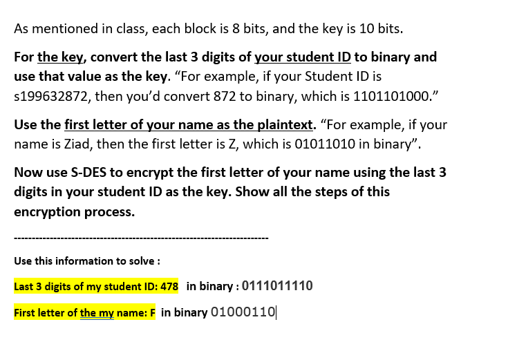Solved As mentioned in class, each block is 8 bits, and the | Chegg.com