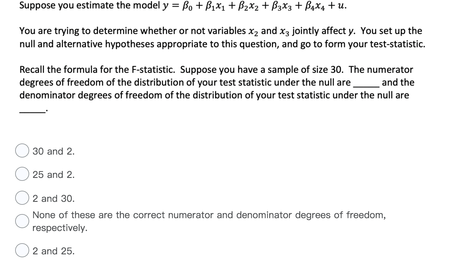 Solved Suppose You Estimate The Model Y = Bo + B1X1 + B2X2 + | Chegg.com