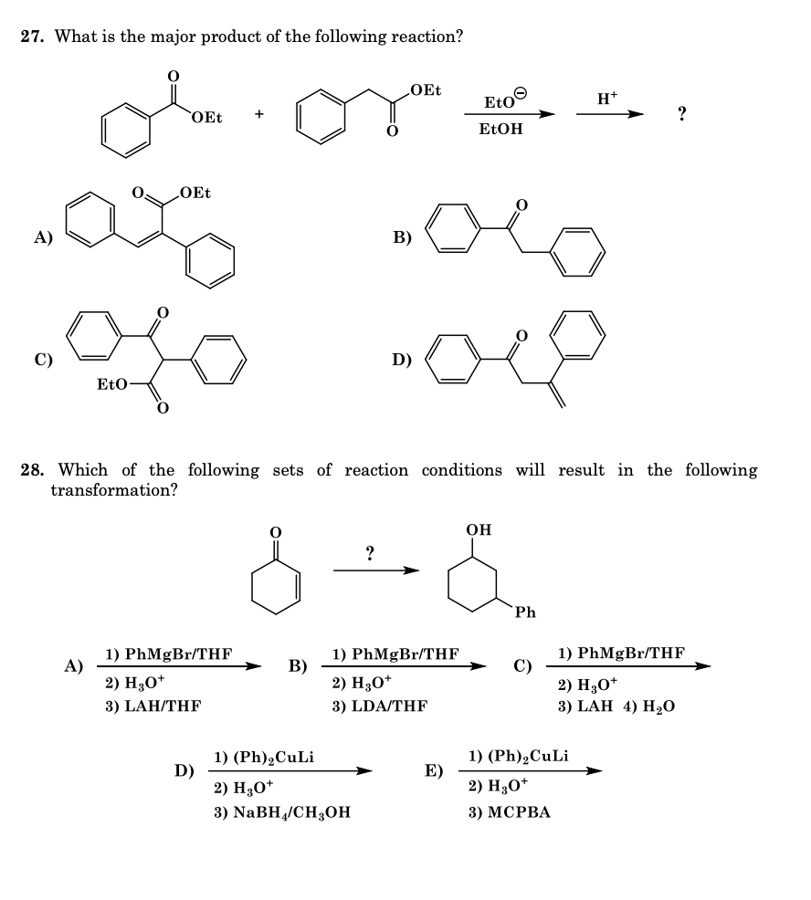 Solved 27 What Is The Major Product Of The Following Rea Chegg Com