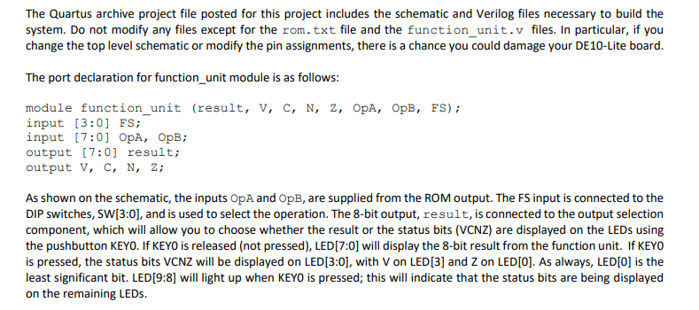 Solved You will design and implement a function unit that | Chegg.com