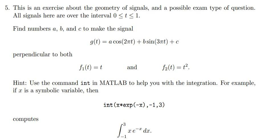 Solved 5. This is an exercise about the geometry of signals, | Chegg.com