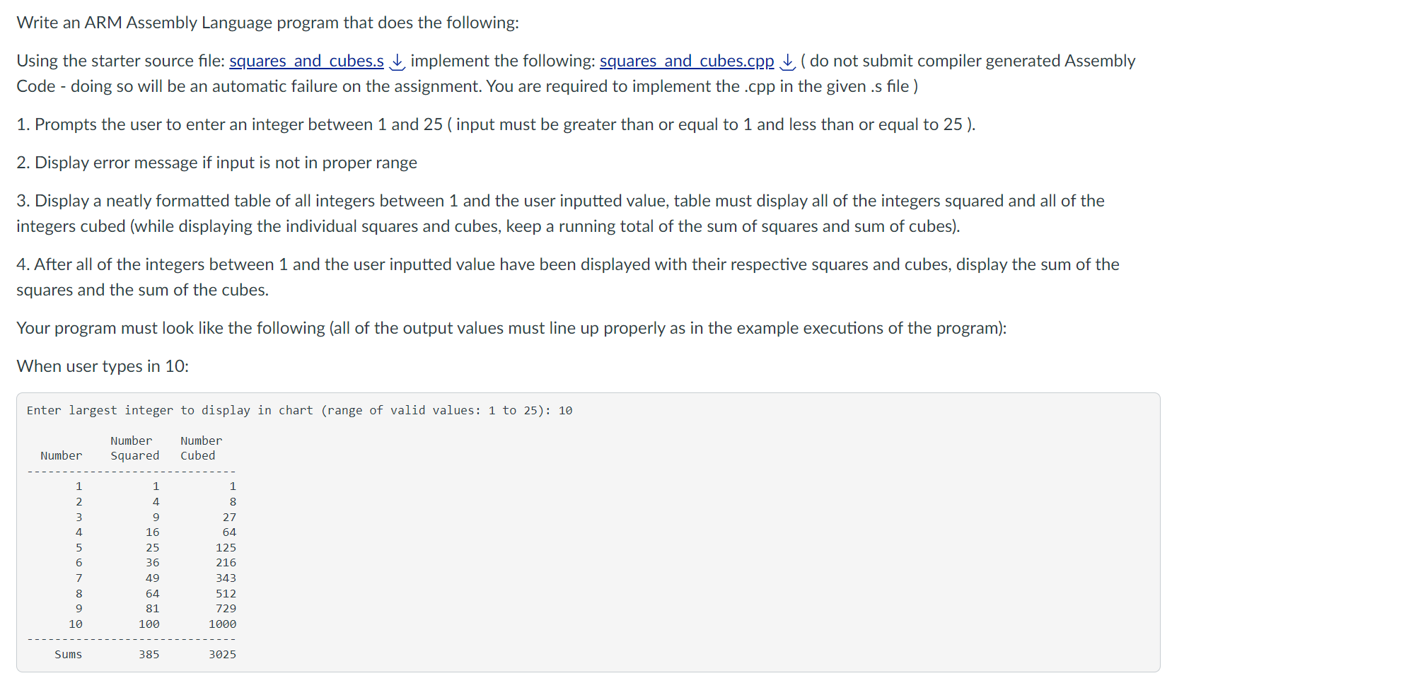 Solved Write an ARM Assembly Language program that does the | Chegg.com