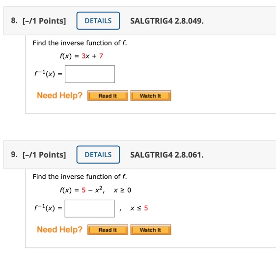 Solved 7. [-/1 Points] DETAILS SALGTRIG4 2.8.029. A graph of | Chegg.com