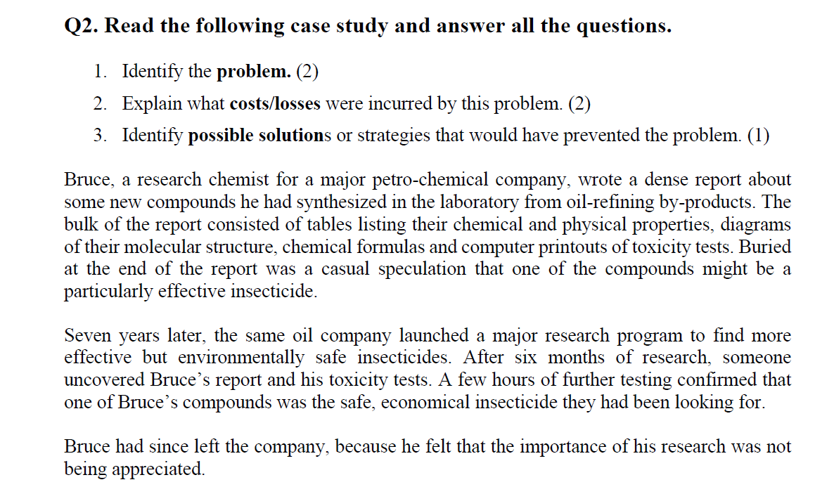 Solved Q2. Read the following case study and answer all the | Chegg.com