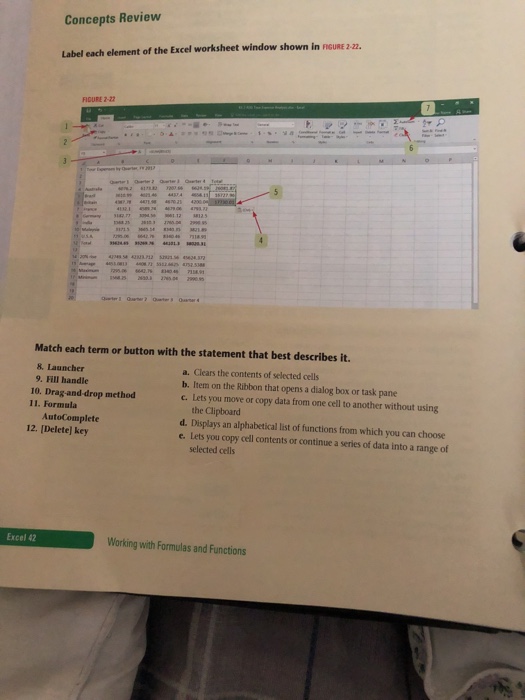 Solved Concepts Review Label the elements of the Excel | Chegg.com