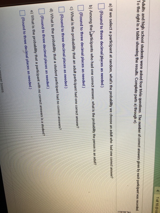 Solved 1 of 10 (0 co Adults and high school students were | Chegg.com