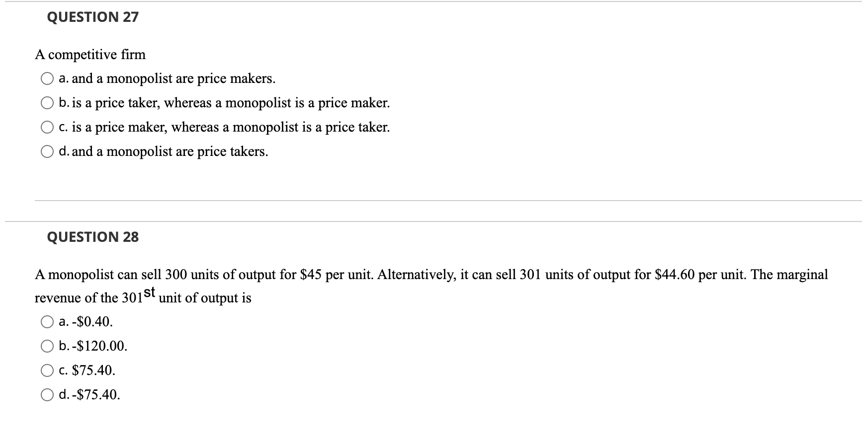 Solved A competitive firm a. and a monopolist are price | Chegg.com