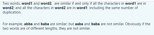 Solved Two Words, Word1 And Word2, Are Similar If And Only | Chegg.com