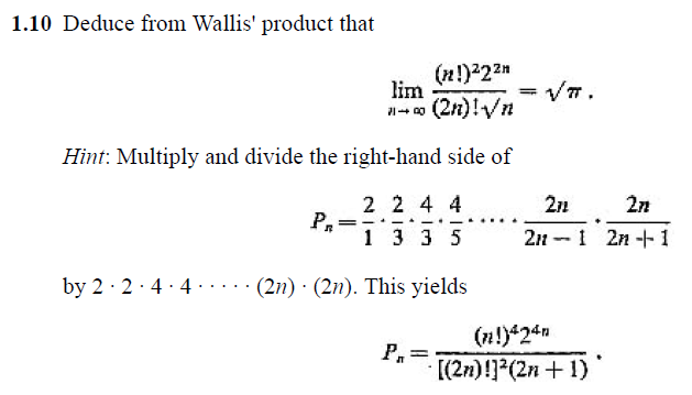 Solved Problem 1.9 talks about Wallis' Product and is | Chegg.com