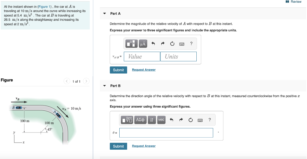 Solved Review MI Review At the instant shown in (Figure 1), | Chegg.com