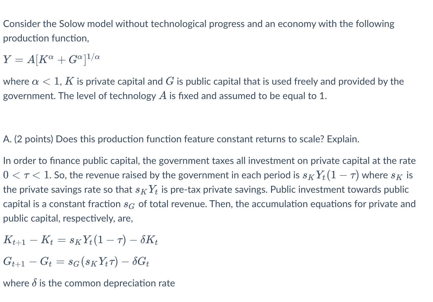 Consider The Solow Model Without Technological Chegg