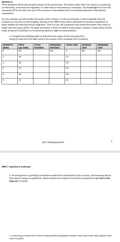 Solved HWK 7. Question 3 continuedb. Assuming that in a | Chegg.com