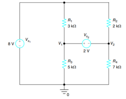 Solved Using Nodal Analysis, find nodal voltages V1 and V2 | Chegg.com