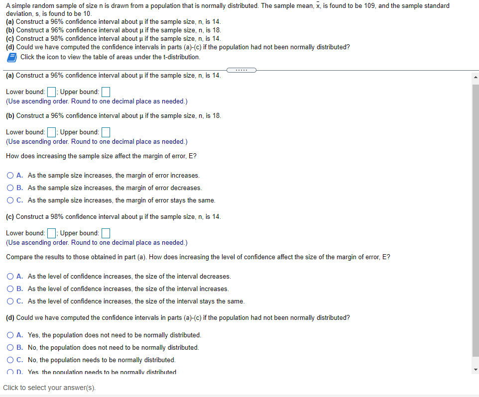 Solved A simple random sample of size n is drawn from a | Chegg.com