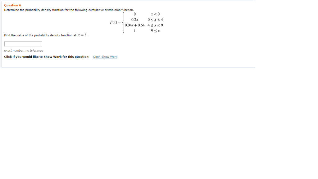 Solved Question 6 Determine the probability density function | Chegg.com
