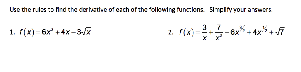 Solved Use the rules to find the derivative of each of the | Chegg.com