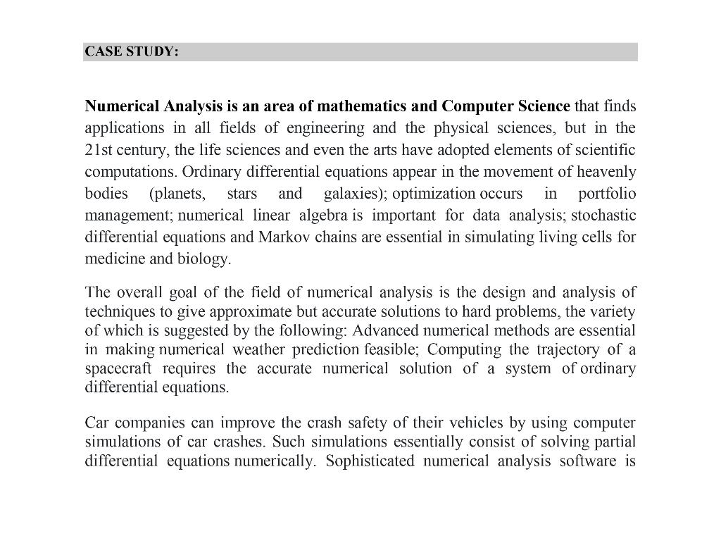 case study of numerical analysis