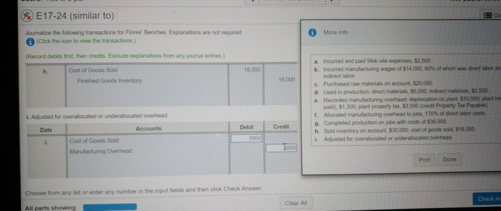 Solved (%) E 17-24 (similar to) E Qu Journalize the | Chegg.com