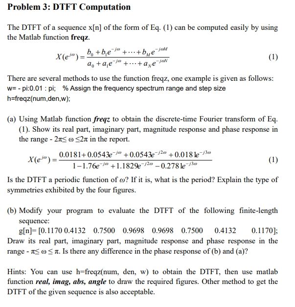 Solved MATLAB hints: ⚫ Use function stem to plot | Chegg.com