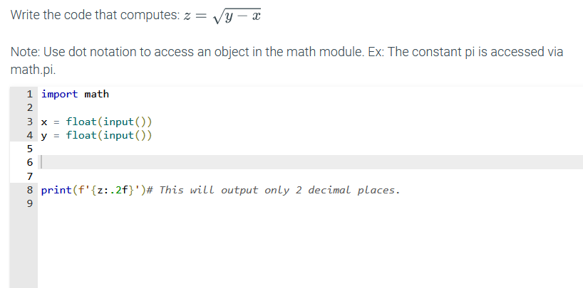 Solved Write the code that computes: z=y−x Note: Use dot | Chegg.com