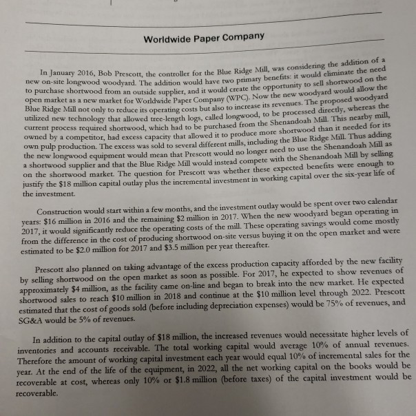 Solved Worldwide Paper Company In January 2016, Bob