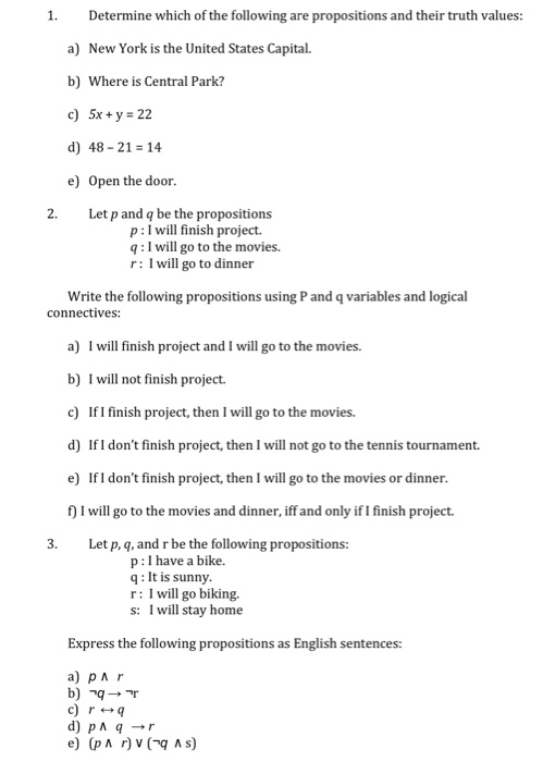 Solved Determine Which Of The Following Are Propositions And | Chegg.com