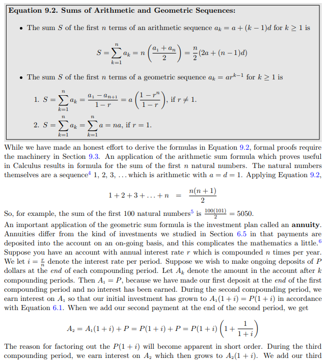geometric and arithmetic sequences notes sum formulas