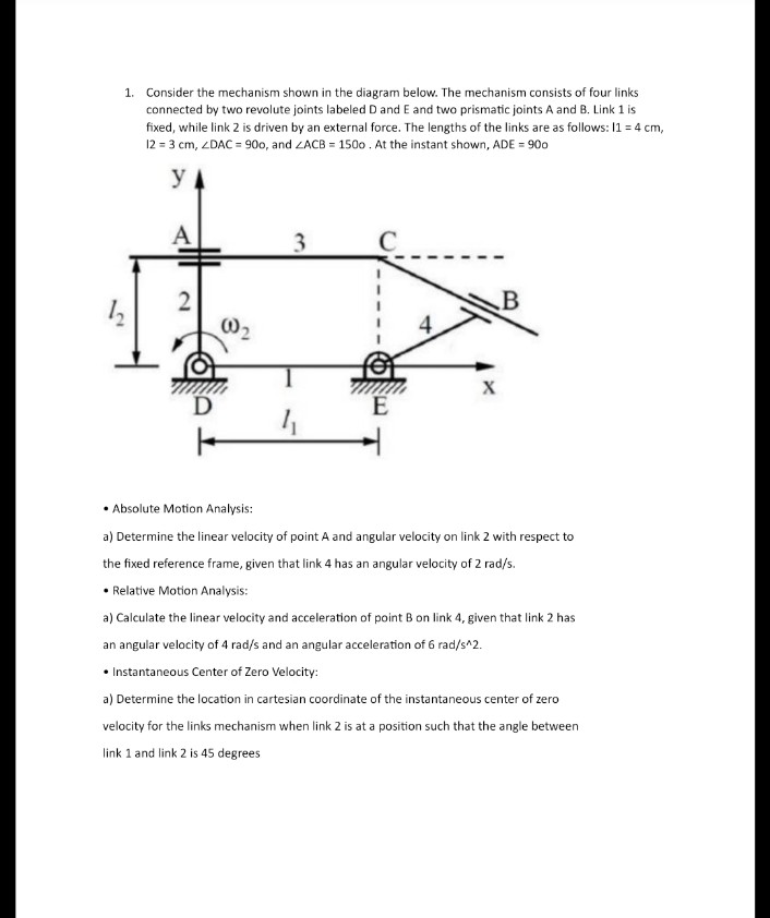 Solved 1. Consider The Mechanism Shown In The Diagram Below. | Chegg.com