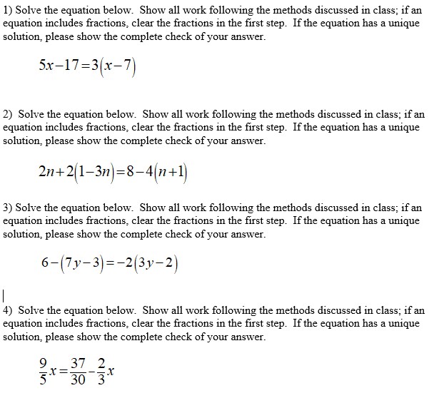 Solved 1) Solve the equation below. Show all work following | Chegg.com