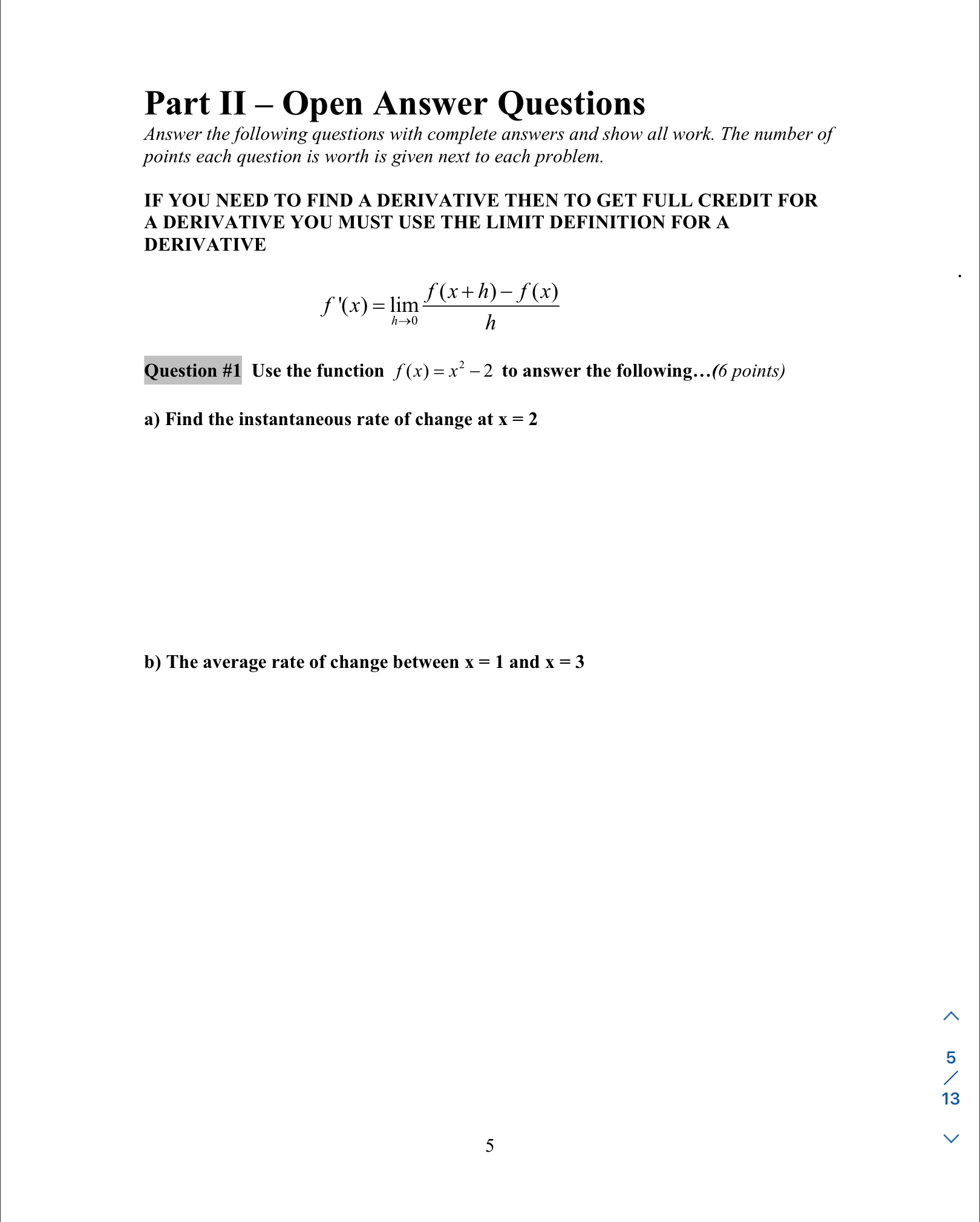 Solved Use the following graph of F(x) to answer questions | Chegg.com