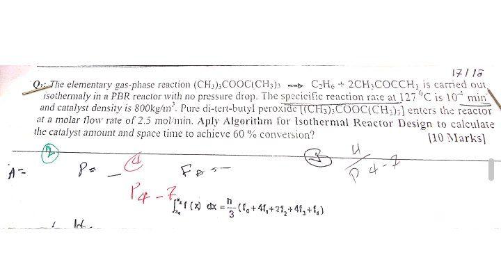 Solved 17/18 Qy: The Elementary Gas-phase Reaction | Chegg.com