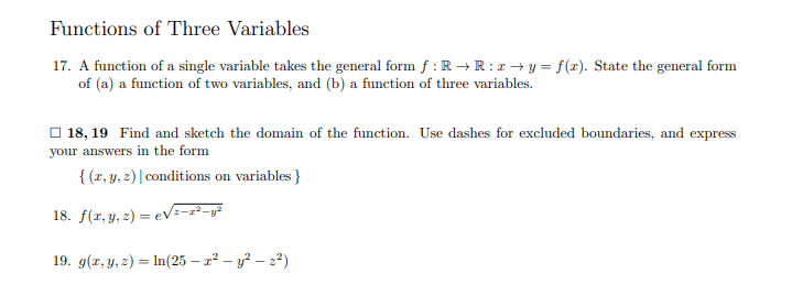 Solved Functions of Three Variables 17. A function of a | Chegg.com