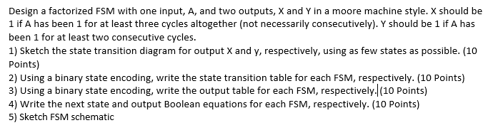 Solved Design a factorized FSM with one input, A, and two | Chegg.com
