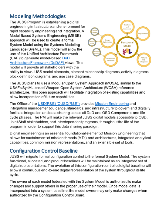 Modeling Methodologies
The JUSS Program is establishing a digital engineering infrastructure and environment for rapid capabi