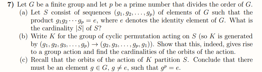 Solved 7) Let G be a finite group and let p be a prime | Chegg.com