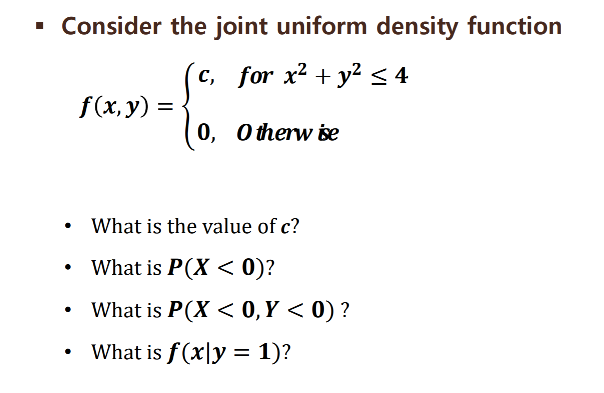 Solved · Consider the joint uniform density function sc, c, | Chegg.com