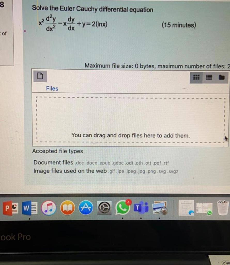 Solved 8 solve the euler cauchy differential equation dy x chegg