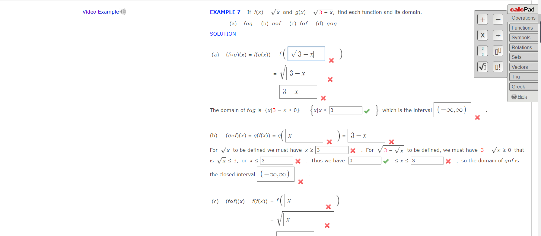 Solved EXAMPLE 7 If F(x)=x And G(x)=3−x, Find Each Function | Chegg.com