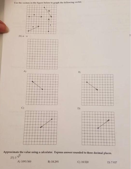 Solved Use the vectors in the figure below to graph the | Chegg.com