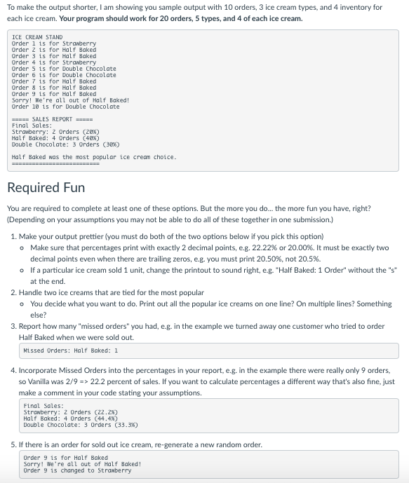 Solved Instructions Write a program that manages an ice | Chegg.com