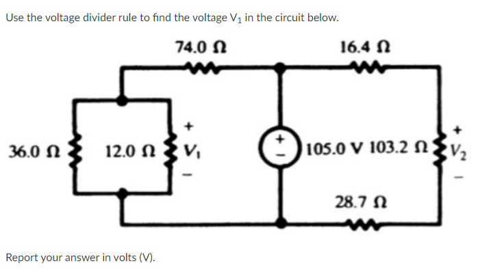 Solved Use the voltage divider rule to find the voltage V4 | Chegg.com
