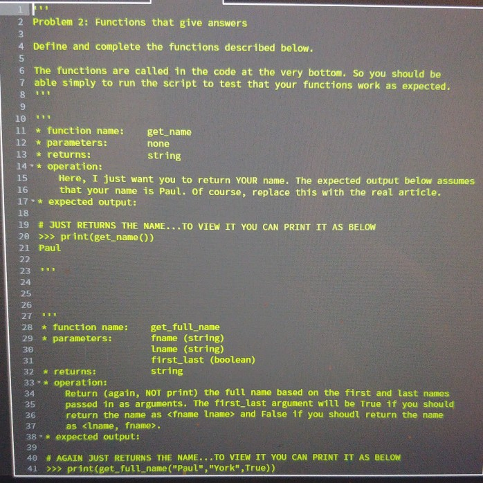 Solved 2 Problem 2: Functions that give answers 4 Define and | Chegg.com