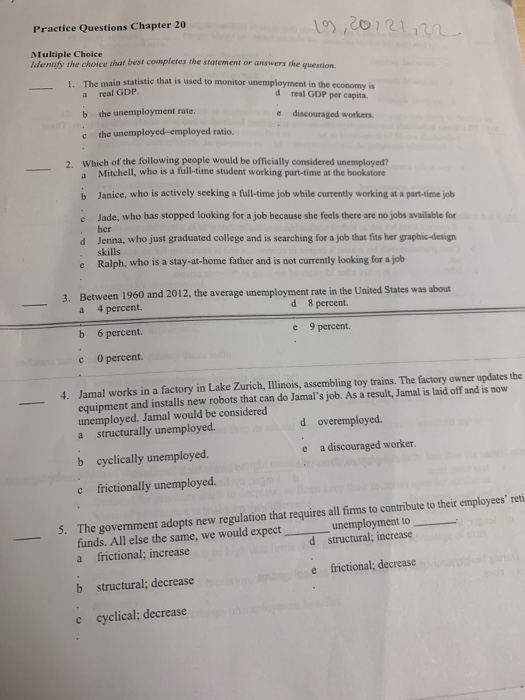Solved Practice Questions Chapter 20 10 ,2012 Multiple | Chegg.com