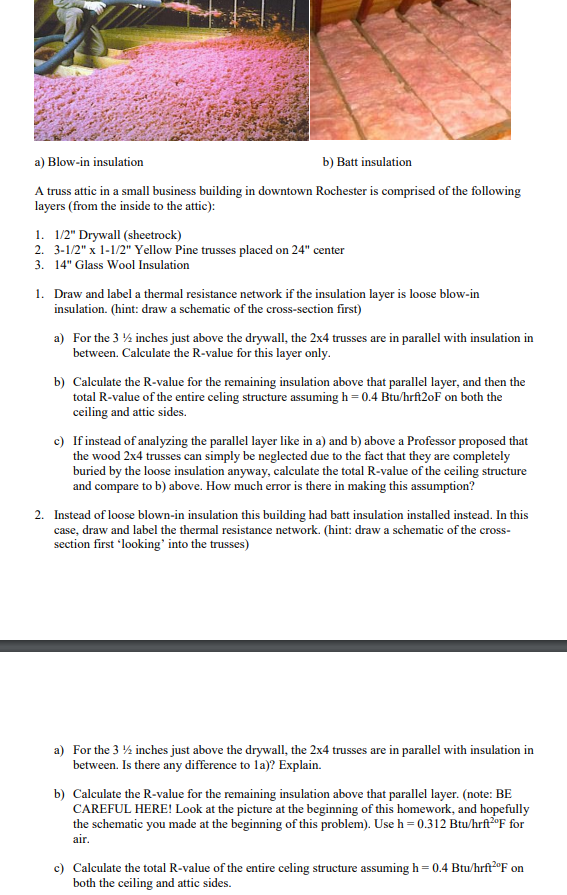 Solved A) Blow-in Insulation B) Batt Insulation A Truss | Chegg.com